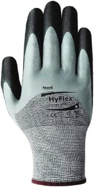 Ansell - Size XL, ANSI Cut Lvl 2, Abrasion Lvl 4, Cut Resistant Gloves - Palm, Fingers & Knuckles Coated, Elastic Cuff, Black/Gray, Paired - Americas Industrial Supply