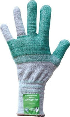 Ansell - Size S (7), ANSI Cut Lvl 4, Abrasion Lvl 4, Dyneema Diamond HPPE liner Cut Resistant Gloves - 12" Long, Knit Wrist, Gray/Green, Ambidextrous - Americas Industrial Supply