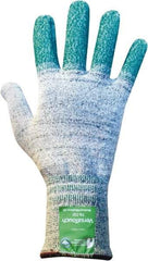Ansell - Size S (7), ANSI Cut Lvl 4, Abrasion Lvl 4, Dyneema Diamond HPPE liner Cut Resistant Gloves - 12" Long, Knit Wrist, Gray/Green, Ambidextrous - Americas Industrial Supply