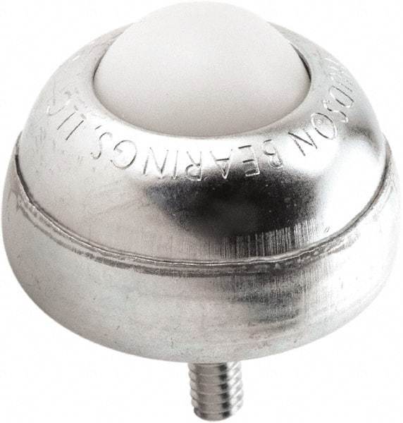 Hudson Bearing - 1 Inch Diameter, Round, Nylon Ball Transfer - 1-3/4 Inch Overall Diameter, 1-3/8 Inch Mount Height, 75 Lb. Capacity - Americas Industrial Supply