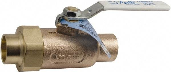 Conbraco - 2" Pipe, Standard Port, Bronze Single Union Ends Ball Valve - Bi-Directional, Union/Soldered x Union/Soldered Ends, Lever Handle, 600 WOG, 150 WSP - Americas Industrial Supply