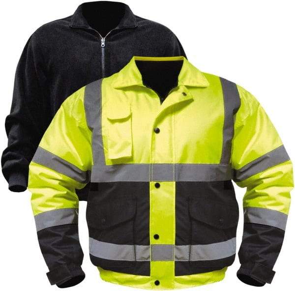 Utility Pro Wear - Size 5XL Cold Weather & High Visibility Jacket - Yellow, Black, Polyester & Teflon, Zipper, Snaps Closure, 62 to 64" Chest - Americas Industrial Supply