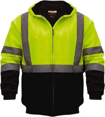 Utility Pro Wear - Size XL Cold Weather & High Visibility Sweatshirt - Yellow, Black, Polyester & Teflon, Zipper Closure, 46 to 48" Chest - Americas Industrial Supply