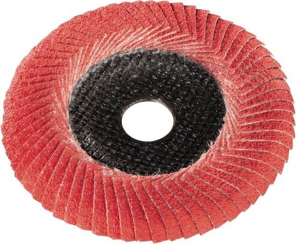 Metabo - P80 Grit, 5" Disc Diam, 7/8" Center Hole, Type 29 Ceramic Flap Disc - 12,200 Max RPM, Fiberglass Backing, Arbor Attaching System, Coated - Americas Industrial Supply