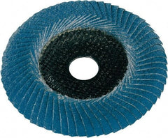 Metabo - P60 Grit, 5" Disc Diam, 7/8" Center Hole, Type 29 Zirconia Alumina Flap Disc - 12,200 Max RPM, Fiberglass Backing, Arbor Attaching System, Coated - Americas Industrial Supply