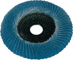 Metabo - P80 Grit, 5" Disc Diam, 7/8" Center Hole, Type 29 Zirconia Alumina Flap Disc - 12,200 Max RPM, Fiberglass Backing, Arbor Attaching System, Coated - Americas Industrial Supply