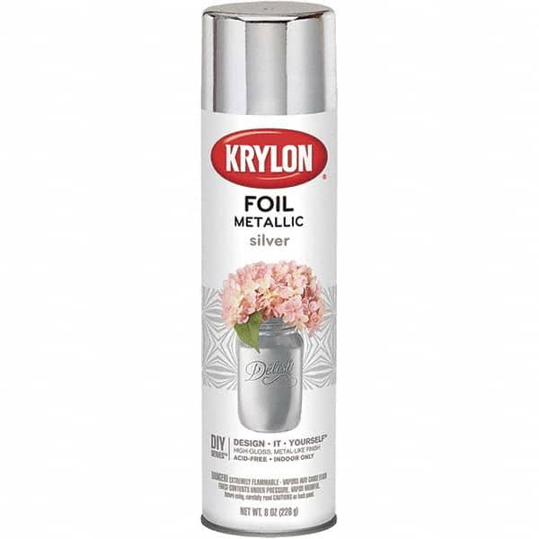 Krylon - Silver Foil, Gloss, Metallic Spray Paint - 8 oz Container - Americas Industrial Supply