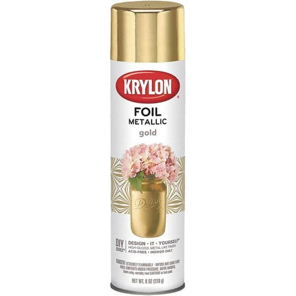 Krylon - Gold Foil, Gloss, Metallic Spray Paint - 8 oz Container - Americas Industrial Supply