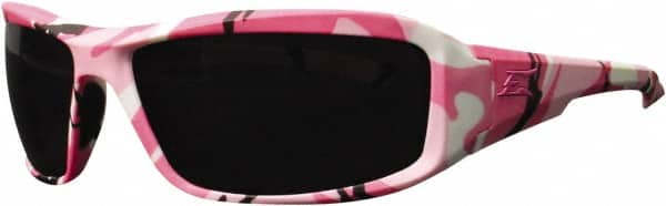Edge Eyewear - Smoke Lenses, Framed Safety Glasses - Scratch Resistant, Pink Camouflage Nylon Frame, Size Universal, Wrap Around - Americas Industrial Supply