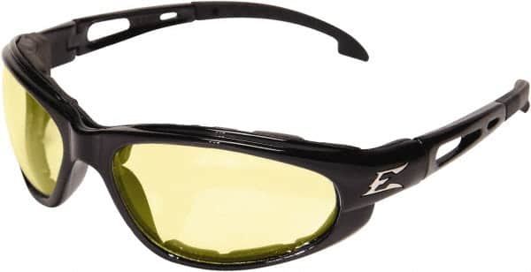 Edge Eyewear - Yellow Lenses, Framed Safety Glasses - Anti-Fog, Scratch Resistant, Black Nylon Frame, Size Universal, Wrap Around - Americas Industrial Supply