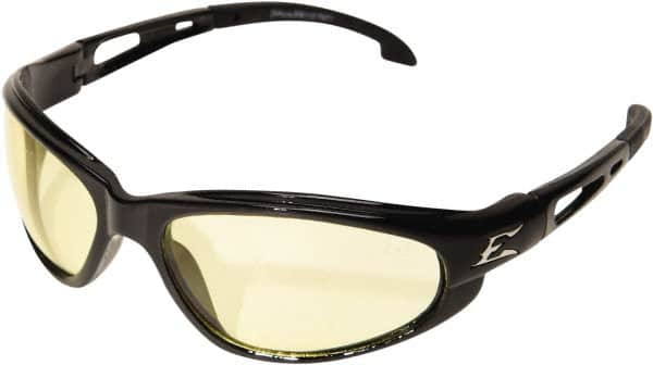 Edge Eyewear - Yellow Lenses, Framed Safety Glasses - Anti-Fog, Scratch Resistant, Black Nylon Frame, Size Universal, Wrap Around - Americas Industrial Supply