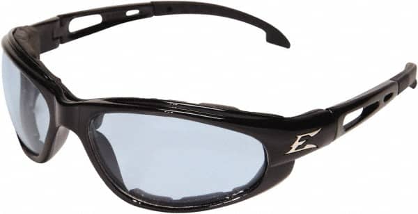 Edge Eyewear - Light Blue Lenses, Framed Safety Glasses - Anti-Fog, Scratch Resistant, Black Nylon Frame, Size Universal, Wrap Around - Americas Industrial Supply