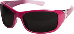 Edge Eyewear - Smoke Lenses, Framed Safety Glasses - Scratch Resistant, Pink Polyamide Frame, Size Universal, Wrap Around - Americas Industrial Supply