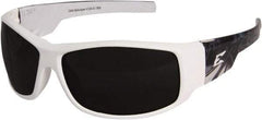 Edge Eyewear - Smoke Lenses, Framed Safety Glasses - Scratch Resistant, White Nylon Frame, Size Universal, Wrap Around - Americas Industrial Supply