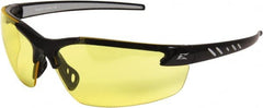 Edge Eyewear - Yellow Lenses, Frameless Safety Glasses - Anti-Fog, Scratch Resistant, Black Nylon Frame, Size Universal, Wrap Around - Americas Industrial Supply