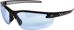 Edge Eyewear - Light Blue Lenses, Frameless Safety Glasses - Anti-Fog, Scratch Resistant, Black Nylon Frame, Size Universal, Wrap Around - Americas Industrial Supply