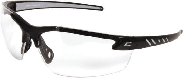 Edge Eyewear - Clear Lenses, Frameless Safety Glasses - Anti-Fog, Scratch Resistant, Black Nylon Frame, Size Universal, Wrap Around - Americas Industrial Supply