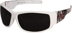 Edge Eyewear - Smoke Lenses, Framed Safety Glasses - Scratch Resistant, White Nylon Frame, Size Universal, Wrap Around - Americas Industrial Supply