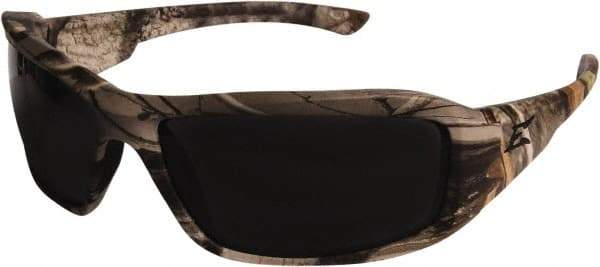 Edge Eyewear - Smoke Lenses, Framed Safety Glasses - Scratch Resistant, Camouflage Nylon Frame, Size Universal, Wrap Around - Americas Industrial Supply