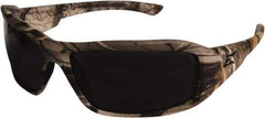 Edge Eyewear - Smoke Lenses, Framed Safety Glasses - Scratch Resistant, Camouflage Nylon Frame, Size Universal, Wrap Around - Americas Industrial Supply