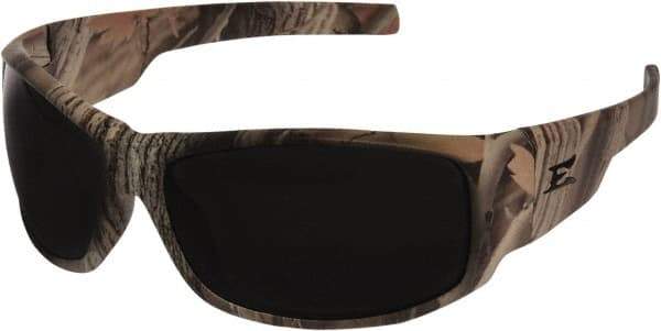 Edge Eyewear - Smoke Lenses, Framed Safety Glasses - Scratch Resistant, Camouflage Nylon Frame, Size Universal, Wrap Around - Americas Industrial Supply