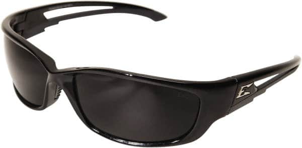 Edge Eyewear - Smoke Lenses, Framed Safety Glasses - Anti-Fog, Scratch Resistant, Black Nylon Frame, Size XL, Wrap Around - Americas Industrial Supply