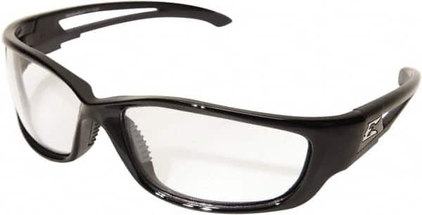 Edge Eyewear - Clear Lenses, Framed Safety Glasses - Anti-Fog, Scratch Resistant, Black Nylon Frame, Size XL, Wrap Around - Americas Industrial Supply