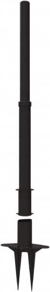 Banner Stakes - 22 to 42" High, 2-3/8" Pole Diam, Stanchion - 9" Base Diam, Removable Spike Nylon Base, Black Plastic Post, For Outdoor Use - Americas Industrial Supply