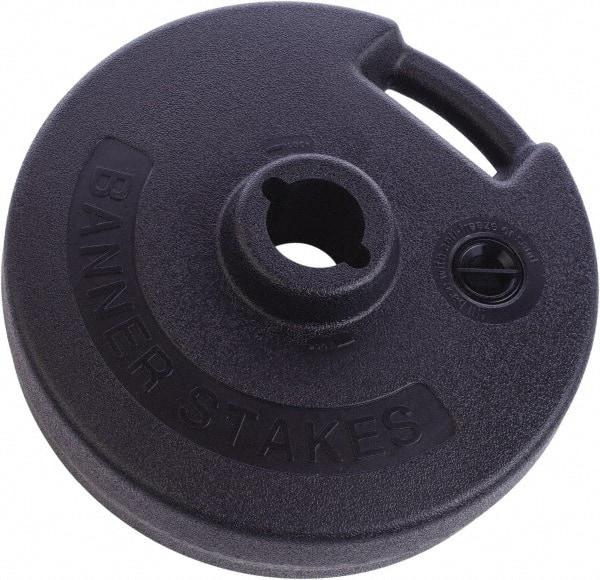 Banner Stakes - 4.92" High x 15" Long x 15" Wide Barrier - Metal, Matte Finish, Black, Use with Banner Stakes Plus Stanchion, Banner Stakes Plus Banner Head - Americas Industrial Supply