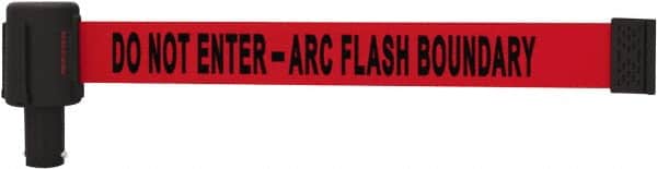 Banner Stakes - 6.61" High x 15' Long x 2-1/2" Wide Retractable Barrier Belt - Plastic & Polyester, Matte Finish, Red, Use with Banner Stakes Plus Stanchion, Banner Stakes Plus Base - Americas Industrial Supply
