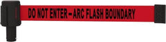 Banner Stakes - 6.61" High x 15' Long x 2-1/2" Wide Retractable Barrier Belt - Plastic & Polyester, Matte Finish, Red, Use with Banner Stakes Plus Stanchion, Banner Stakes Plus Base - Americas Industrial Supply