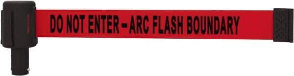 Banner Stakes - 6.61" High x 15' Long x 2-1/2" Wide Retractable Barrier Belt - Plastic & Polyester, Matte Finish, Red, Use with Banner Stakes Plus Stanchion, Banner Stakes Plus Base - Americas Industrial Supply