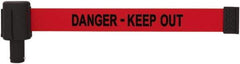 Banner Stakes - 6.61" High x 15' Long x 2-1/2" Wide Retractable Barrier Belt - Plastic & Polyester, Matte Finish, Red, Use with Banner Stakes Plus Stanchion, Banner Stakes Plus Base - Americas Industrial Supply