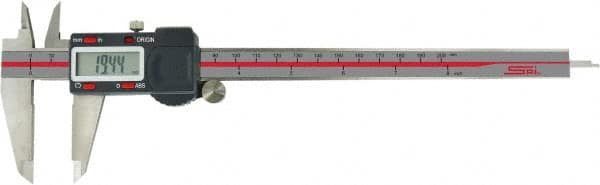 SPI - 0 to 8" Range 0.0005" Resolution, IP54 Electronic Caliper - Stainless Steel with 1.94" Stainless Steel Jaws, 0.001" Accuracy, USB Output - Americas Industrial Supply