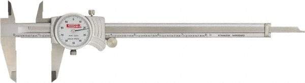 SPI - 0" to 8" Range, 0.001" Graduation, 0.1" per Revolution, Dial Caliper - White Face, 1.94" Jaw Length, Accurate to 0.0015" - Americas Industrial Supply