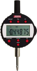 SPI - 0 to 1/2" Range, 0.00005" Graduation, Electronic Drop Indicator - Flat & Center Lug Back, Accurate to 0.00016", English & Metric System, LCD Display - Americas Industrial Supply