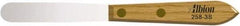 Albion Engineering - 5/8" Wide Spring Blade Stainless Steel Spatula - Flexible, Straight Hardwood Handle, 4" OAL - Americas Industrial Supply