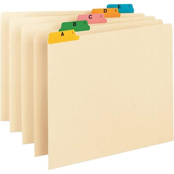 SMEAD - 8-1/2 x 11" 25 Tabs, Unpunched, Preprinted Numeric Divider - Blue, Yellow, Green Tabs, Manila Folder - Americas Industrial Supply