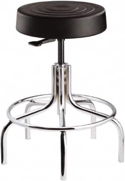 Bevco - 14 Inch Wide x 14-1/2 Inch Deep x 30 Inch High, Tubular Chrome Base, Adjustable Height Swivel Stool - Polyurethane Seat, Black - Americas Industrial Supply