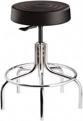 Bevco - 14 Inch Wide x 14-1/2 Inch Deep x 30 Inch High, Tubular Chrome Base, Adjustable Height Swivel Stool - Polyurethane Seat, Black - Americas Industrial Supply