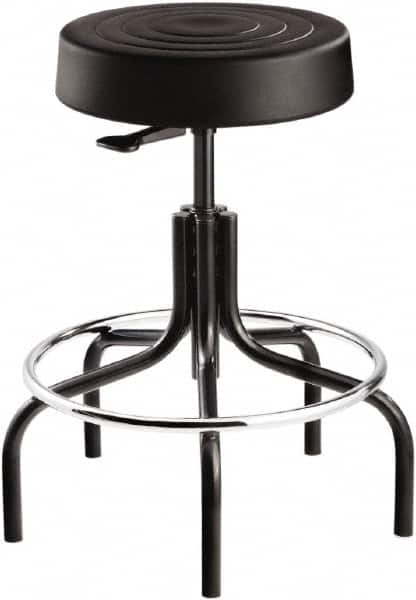 Bevco - 14 Inch Wide x 14-1/2 Inch Deep x 30 Inch High, Tubular Steel Base, Adjustable Height Swivel Stool - Polyurethane Seat, Black - Americas Industrial Supply