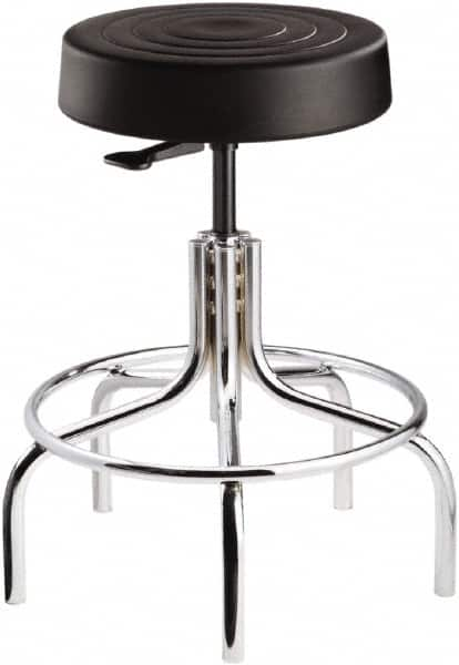 Bevco - 14 Inch Wide x 14-1/2 Inch Deep x 25 Inch High, Tubular Chrome Base, Adjustable Height Swivel Stool - Polyurethane Seat, Black - Americas Industrial Supply