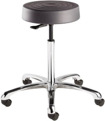 Bevco - 14 Inch Wide x 14-1/2 Inch Deep x 33 Inch High, Polished Aluminum Base, Adjustable Height Swivel Stool - Polyurethane Seat, Graphite - Americas Industrial Supply