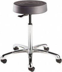 Bevco - 14 Inch Wide x 14-1/2 Inch Deep x 27-3/4 Inch High, Polished Aluminum Base, Adjustable Height Swivel Stool - Polyurethane Seat, Graphite - Americas Industrial Supply