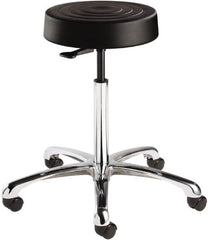 Bevco - 14 Inch Wide x 14-1/2 Inch Deep x 27-3/4 Inch High, Polished Aluminum Base, Adjustable Height Swivel Stool - Polyurethane Seat, Black - Americas Industrial Supply