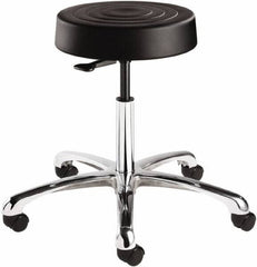 Bevco - 14 Inch Wide x 14-1/2 Inch Deep x 22-1/2 Inch High, Polished Aluminum Base, Adjustable Height Swivel Stool - Polyurethane Seat, Black - Americas Industrial Supply