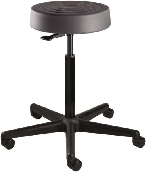 Bevco - 14 Inch Wide x 14-1/2 Inch Deep x 34 Inch High, Reinforced Black Nylon Base, Adjustable Height Swivel Stool - Polyurethane Seat, Graphite - Americas Industrial Supply