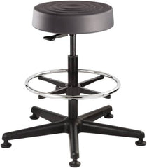 Bevco - 14 Inch Wide x 14-1/2 Inch Deep x 28-1/4 Inch High, Reinforced Black Nylon Base, Adjustable Height Swivel Stool - Polyurethane Seat, Graphite - Americas Industrial Supply