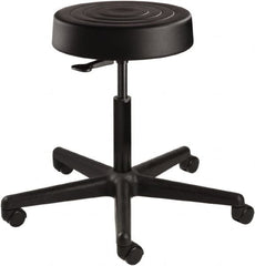 Bevco - 14 Inch Wide x 14-1/2 Inch Deep x 22-1/2 Inch High, Reinforced Black Nylon Base, Adjustable Height Swivel Stool - Polyurethane Seat, Black - Americas Industrial Supply