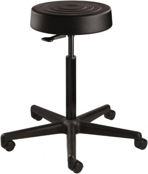 Bevco - 14 Inch Wide x 14-1/2 Inch Deep x 28-1/4 Inch High, Reinforced Black Nylon Base, Adjustable Height Swivel Stool - Polyurethane Seat, Black - Americas Industrial Supply